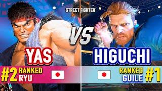 SF6  YAS (#2 Ranked Ryu) vs HIGUCHI (#1 Ranked Guile)  Street Fighter 6 High Level Gameplay