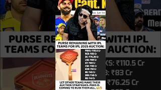 ALL TEAMS PURSE FOR IPL 2025 AUCTION  #cricket #ipl2025 #pbks #rohitsharma #mi #msdhoni #csk #ipl