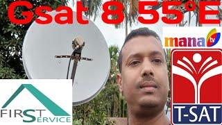 G sat8 55° East || 55°E dish setting 2 feet dish antena || channel list || all of india