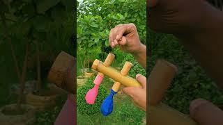 DIY Bamboo Creation with Colourful Balloon Slingleshot #Diy #Slingshot #Bamboo