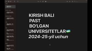 "2024 Yil: Kirish Ballari Past Universitetlar | O'qishga Kirish uchun Eng Yaxshi Variantlar"