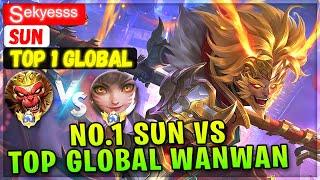 No.1 Sun VS Top Global Wanwan [ Top 1 Global Sun ] Sᵉᵏʸᵉˢˢˢ - Mobile Legends Emblem And Build