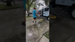 Concrete cleaning!  Insane driveway transformation #pressurewashing #powerwashing #lithia #concrete