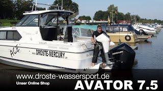 Droste Wassersport OHG / Hilfsaussenborder im Test am 3 Tonnen Boot - Mercury AVATOR 7.5 Elektro