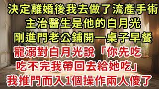 決定離婚後我去做了流產手術，主治醫生是他的白月光，剛進門老公鋪開一桌子早餐，寵溺對她說「你先吃 吃不完我帶回去給她吃」，我推門而入1個操作兩人傻了#復仇 #小說#爽文