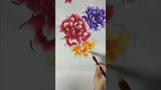 四尺竖幅创作中，没叶子配称的花朵，也别有韵味。 #国画牡丹  #art #chineseart #paintingtutorial #tutorial