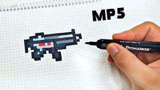 Пистолет-пулемет MP5  из CS:GO !!! PIXEL ART ! РИСУНКИ ПО КЛЕТОЧКАМ A4 A1 Block Strike CS GO