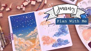 PLAN WITH ME ll January 2021 Bullet Journal ll Sky and Clouds Theme