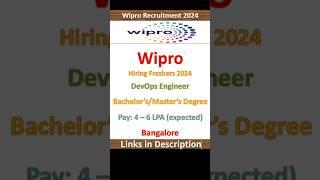 Wipro Recruiting Freshers 2024 | DevOps Engineer | Bangalore | Fresher Jobs | IT Jobs