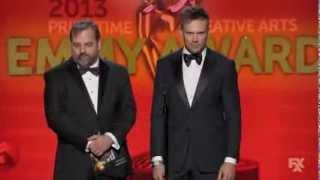 Dan Harmon and Joel McHale at the Creative Arts Emmys 2013