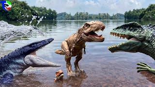 T-REX VS GIGANOTOSAURUS VS MOSASAURUS Jurassic World Toys Movie