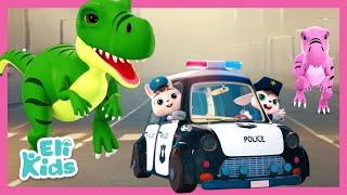 Police Car & Dinosaurs | Chase Through The City | Eli Kids Songs