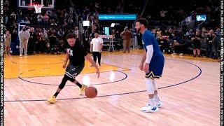 Seth Curry snuck up on Steph during his warmup 