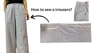 DIY//Striped Trousers/How to sew a trousers for beginners/sewing tutorial.