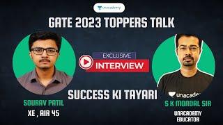 SK Mondal Sir Interaction with Sourav Patil GATE 2023 AIR 45 XE Topper #mechanical #gate #unacademy