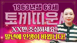 2025년 을사년 1963년생 63세 토끼띠운세걱정마세요! X월 말년에 돈복,인복,자식복 전부 크게 들어와 힘들었던 일들을 보상받고 인생일 달라지는 63년생 63세 토끼띠 운세