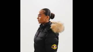 ZAVETTI CANADA Shiny Virna Slimline Puffer Jacket Faux Fur Hooded Black Brown Women | FootAsylum