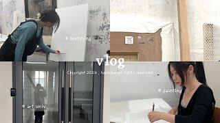 미대생 vlog | 3일간의 잔잔한 실기실 브이로그 | 미대생의 겨울방학 일상.. 그런데 실기실에만 있는 | 동양화과의 평화로운 작업 영상 |  대학생 브이로그