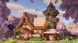 Minecraft: How To Build A Cherry Blossom Survival House Tutorial (#17)