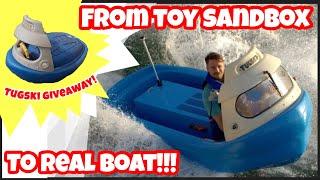 TOY SANDBOX TURNED INTO A REAL BOAT!! TUGSKI TUGBOAT GIVEAWAY! CUSTOM HOT RAT ROD JETSKI BUILD!