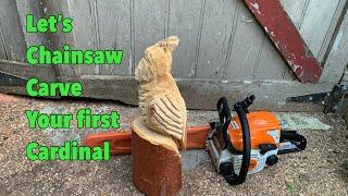 Want to chainsaw carve a cardinal? Have a Stihl ms 170 ? Beginner chainsaw carving tutorial.