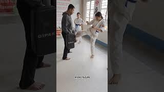 Lower kick!Gedan Mawashi Geri !RAW VEDIO #taekwondo #kyokushin #kickbox #martialarts #karategirl