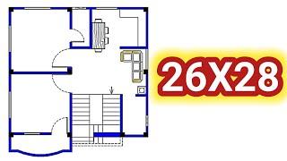 26*28 house plan with 2bhk | 26*28 north house design north facing