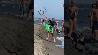 Kid can’t reach the bar of his kite! 