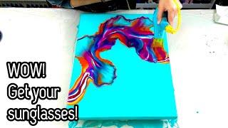 # 750 - The Colors are BLINDING!    Trying out Lisa's Color Palette! - Acrylic Pour Painting