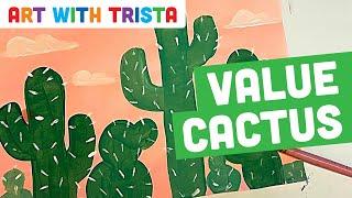 How to Paint Simple Cacti With Tints Art Lesson - Art With Trista