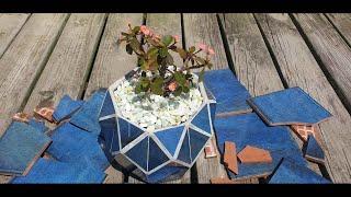 How to make flower pots with tiles-   타일로 멋진 화분 만들기