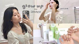 GLOW UP with me  korean glass skin, pinterest nails & haircut, in-depth makeup tips, selfcare night