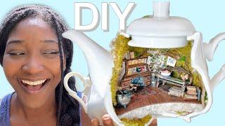 DIY FAIRYGARDEN MINIATURE TEAPOT HOUSE 