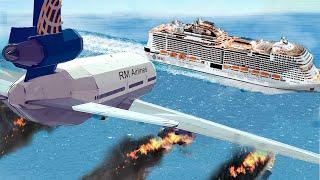 Airplane Crashes Into Big Ship After Engine Exploded - Emergency Landings | Besiege Plane Crash