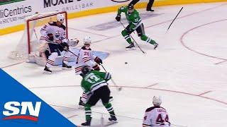 Mattias Janmark’s Stick Explodes While Setting Up Jason Dickinson’s Goal