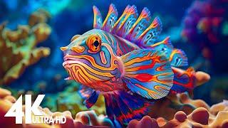 Aquarium 4K Video (Ultra HD)  Beautiful Colorful Sea Creatures with Relaxing Meditation Music