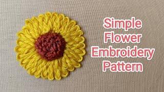 || Simple Sunflower embroidery  Pattern || Design by RadhaRani Handwork ||