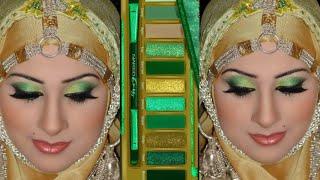 Mehndy Bridal Makeup Tutorial Golden Yellow Green Eyes Makeup Tutoriall  Makeup by Nargis ali