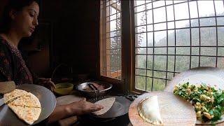 Homemade Traditional Azerbaijani Paratha Bread on Tawa, Village Bread Recipe