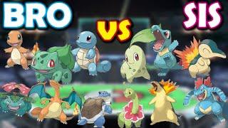 Gen 1 Starters vs Gen 2 Starters!! *POKEMON BATTLE - BRO VS SIS* [Pokemon Stadium - Nintendo Switch]