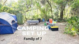 Family Camping Set up with 5 kids in a Tent!