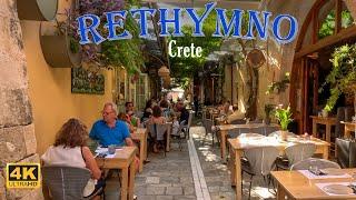 Rethymno,  City in Crete, Greece Walking tour 4K