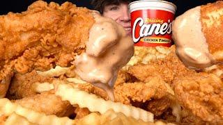 ASMR MUKBANG EXTRA RAISING CANE’S CHICKEN & FRENCH FRIES + TOAST | WITH CANES SAUCE