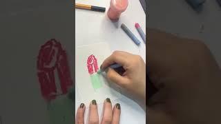 Drawing a lipstick with oil pastels #fashionillustration #easydrawing #artvideos #drawinglipstick