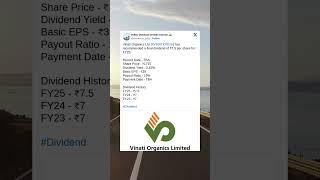 Vinati Organics Ltd has recommended a Final Dividend for FY25. #BreakingNews #StockMarket #Dividend