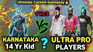 Karnataka 14 Years Kid Vs 3 Pro Players Ultimate Custom Match | Garena Free Fire Kannada |