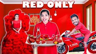 Using ONLY RED Things for 24 Hours | Touch Only Red Challenge | Hungry Birds