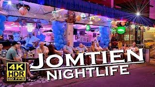 Jomtien Pattaya - Nightlife, Bars, Restaurants, Thai massages 4K 60 HDR  Walking Tour  Thailand 