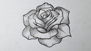 How to draw a rose easy tutorial for beginners || Rose drawing