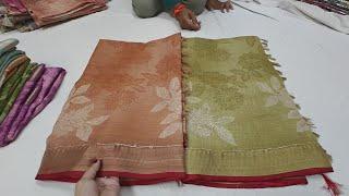 #Chickpet RT Street Botique Style Lenine Cotton Sarees Banaras tassar Saree Soft Tissues Sarees